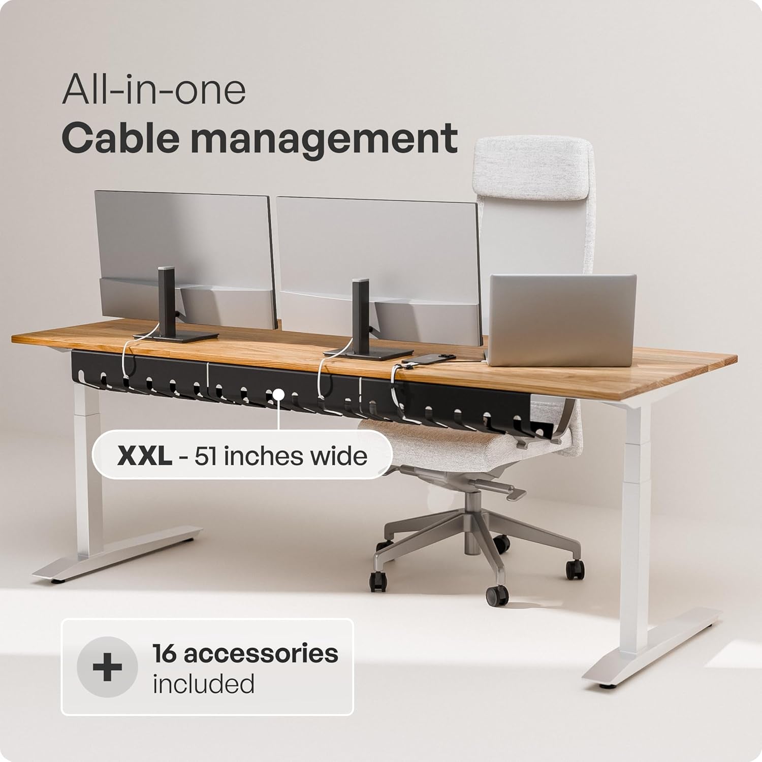 Cable Management under Desk for Easy Mounting Under-Table I Set of 3 - with 10X Cable Ties I Desk Organizer for Office/Home Office Table Thoughtful Cable Tray Holder, Black