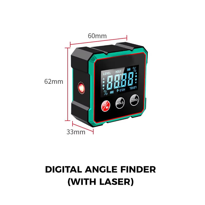 AngleMaster 360° Digital Protractor – Magnetic Laser Angle Finder with ...