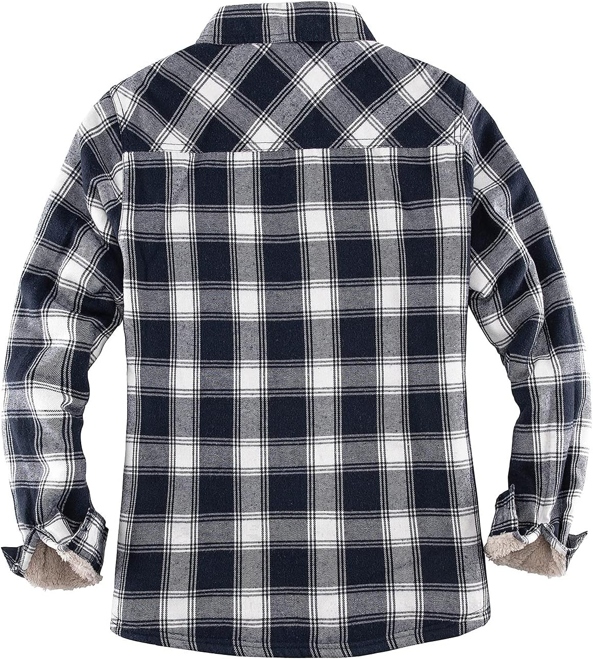Womens Sherpa Lined Flannel Jacket with Hand Pockets, Plaid Button down Fuzzy Shirt Jackets