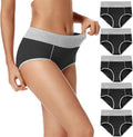 Women'S High Waisted Cotton Underwear Soft Breathable Panties Stretch Briefs Regular & plus Size 5-Pack
