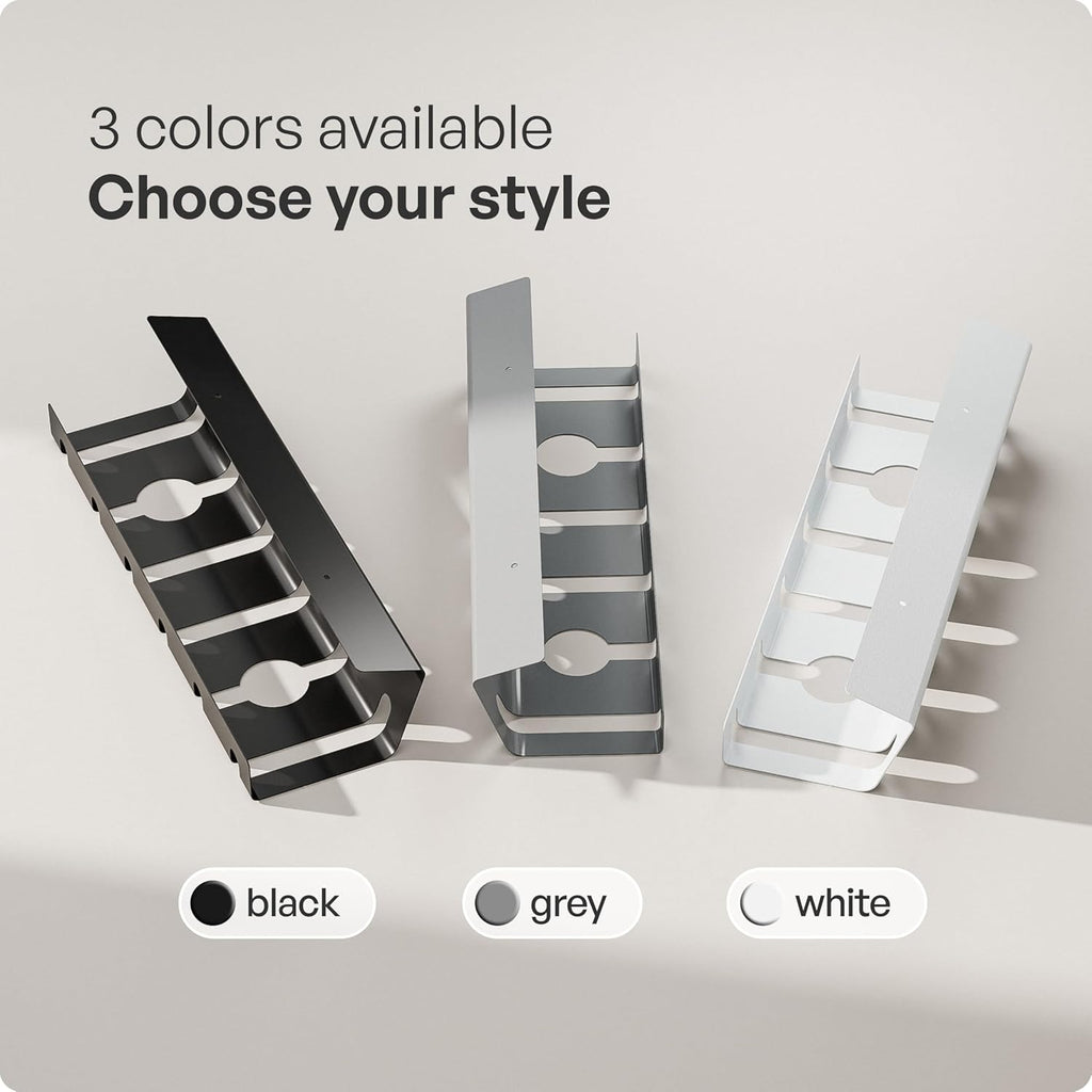 Cable Management under Desk for Easy Mounting Under-Table I Set of 3 - with 10X Cable Ties I Desk Organizer for Office/Home Office Table Thoughtful Cable Tray Holder, Black